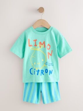 Next • Kids Mint Green Lemon Graphic t and shorts Set